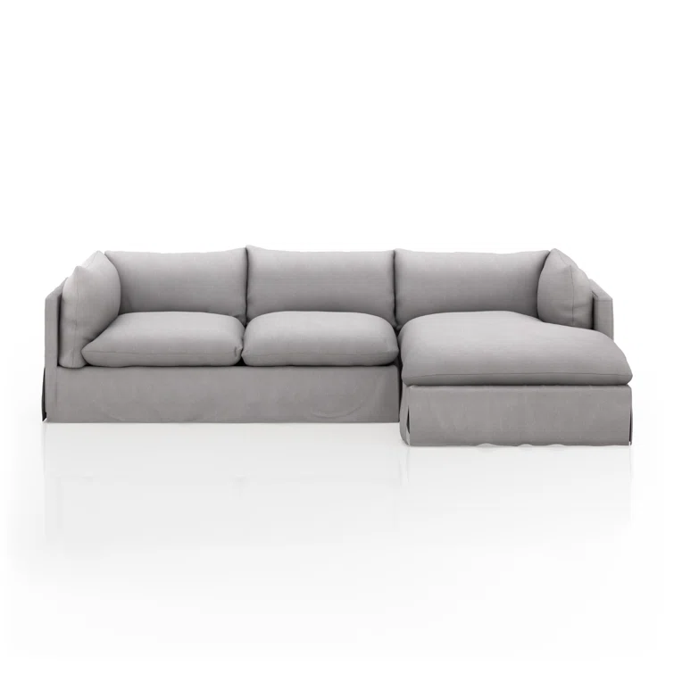 Nimbus Beige Linen 115'' Slipcover Chaise Sectional with Shelter Arms