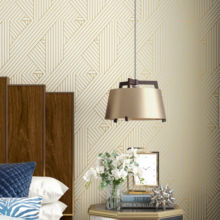 Elysian Dark Stained Walnut and Gold Drum Pendant Light