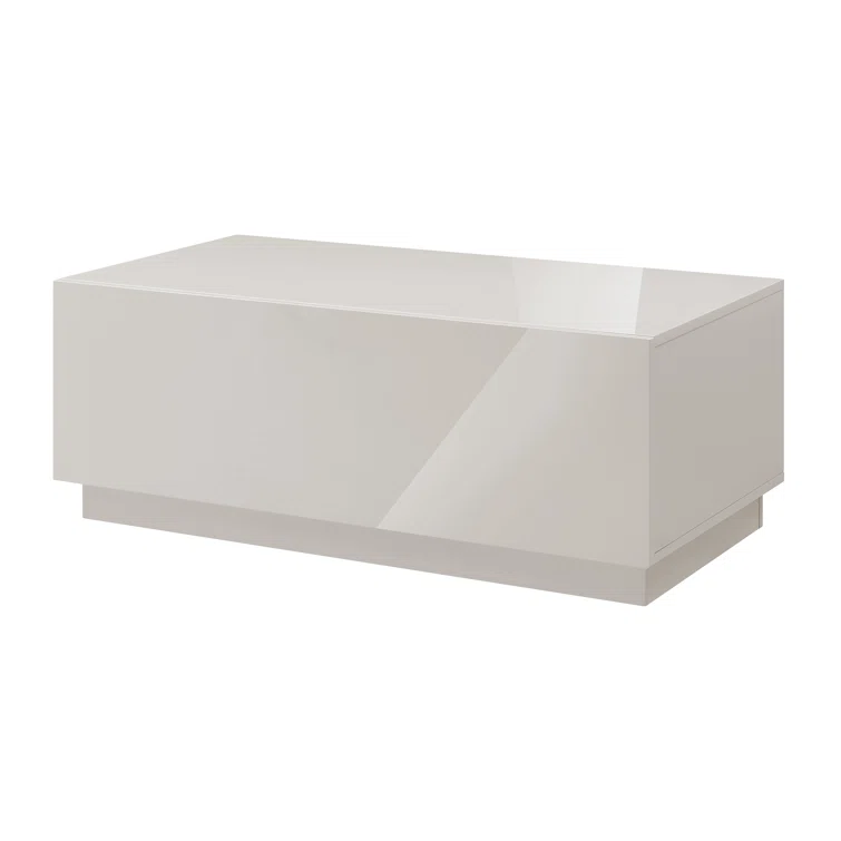 Gray Gloss Rectangular MDF Coffee Table with Storage