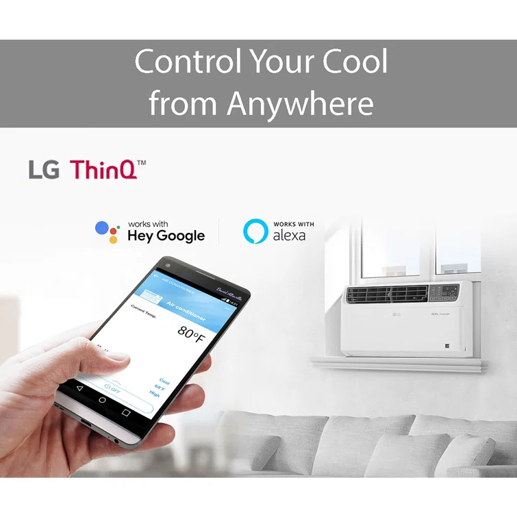 18,000 BTU White Smart Window Air Conditioner with Remote