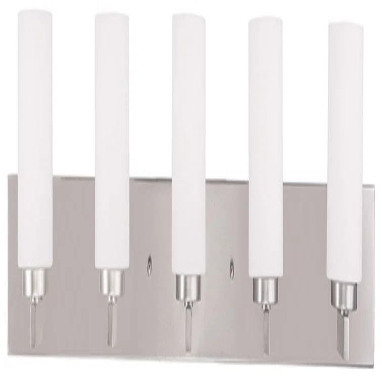 Brushed Nickel 5-Light Bath Vanity with Satin Opal Glass