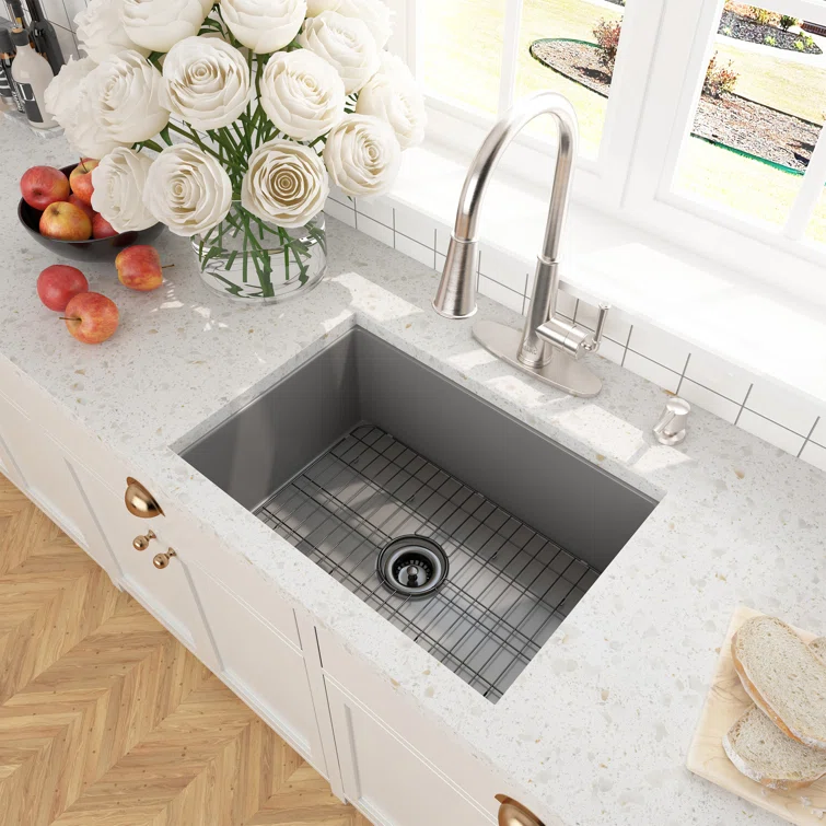 Matte Gray Fireclay 27" Single Bowl Undermount Kitchen Sink