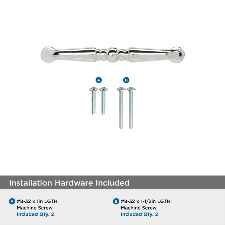 Polished Chrome 3-Inch Traditional Bar Pull with Mounting Hardware