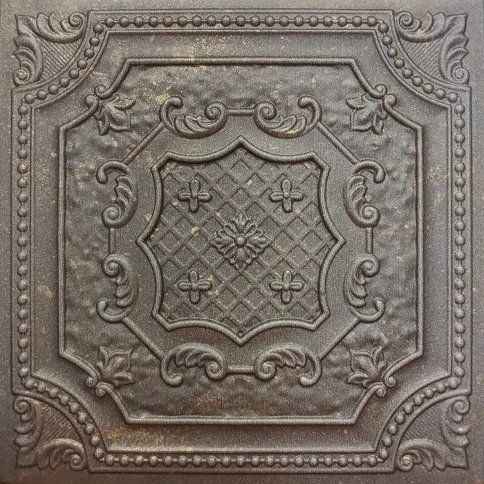 Rusted Steel Classic Glue-Up Polystyrene Ceiling Tile, 19.63" x 19.63"