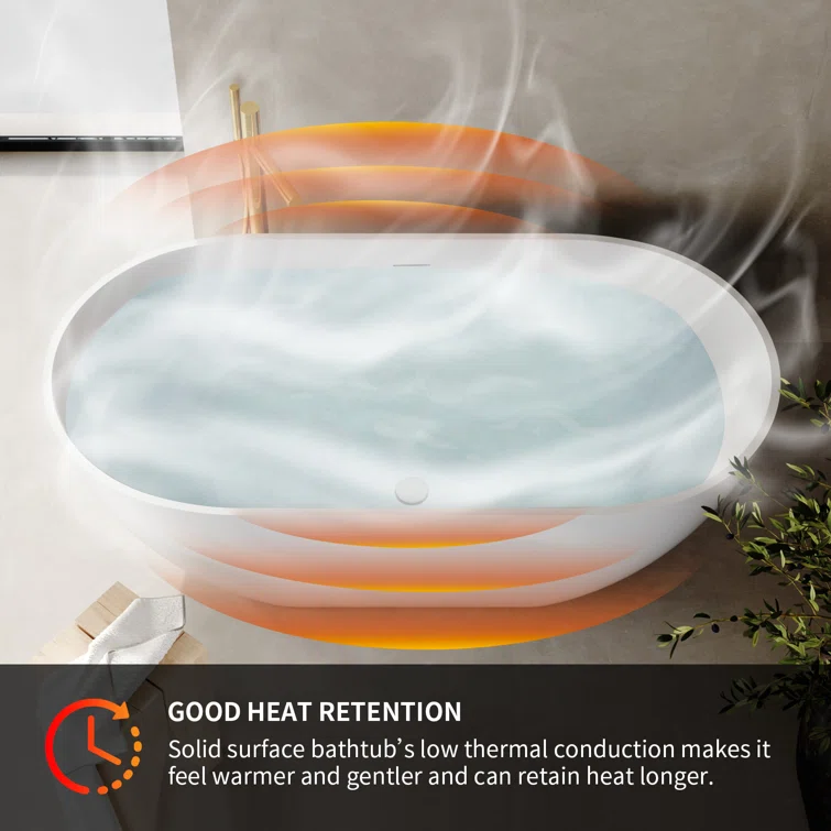 69'' Matte White Freestanding Acrylic Soaking Bathtub