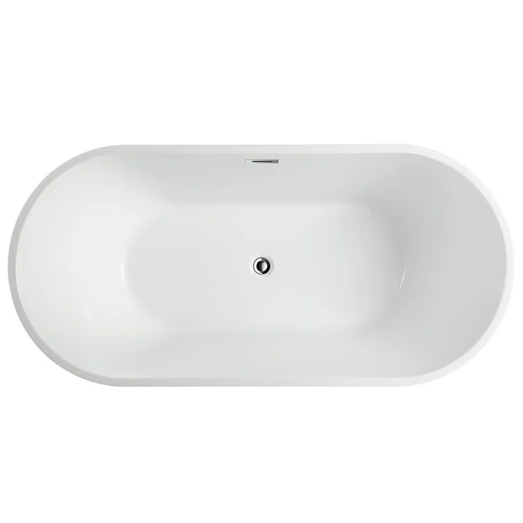 67'' White Acrylic Freestanding Soaking Bathtub