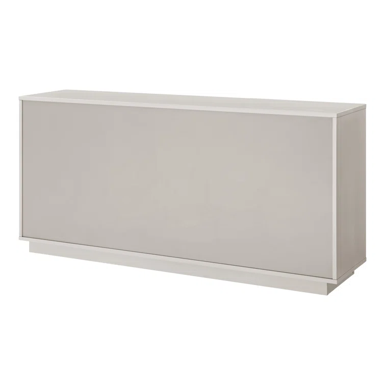 Gray High-Gloss Modern Sideboard with Chrome Hardware