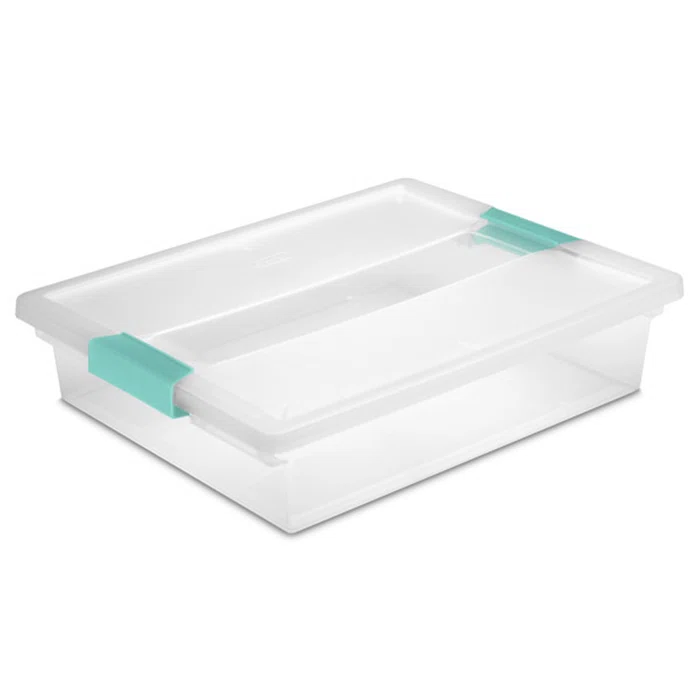 ClearView Stackable 5.7 Qt Plastic Storage Bin with Latching Lid - 6 Pack