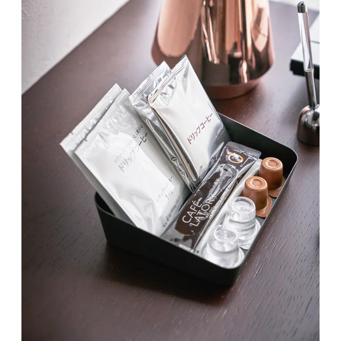 Sloped Steel Space-Saving Large Vanity Tray in Black