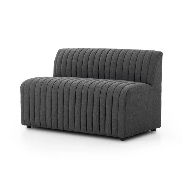 Fiqa Charcoal Tufted Polyester Bench with Block Feet