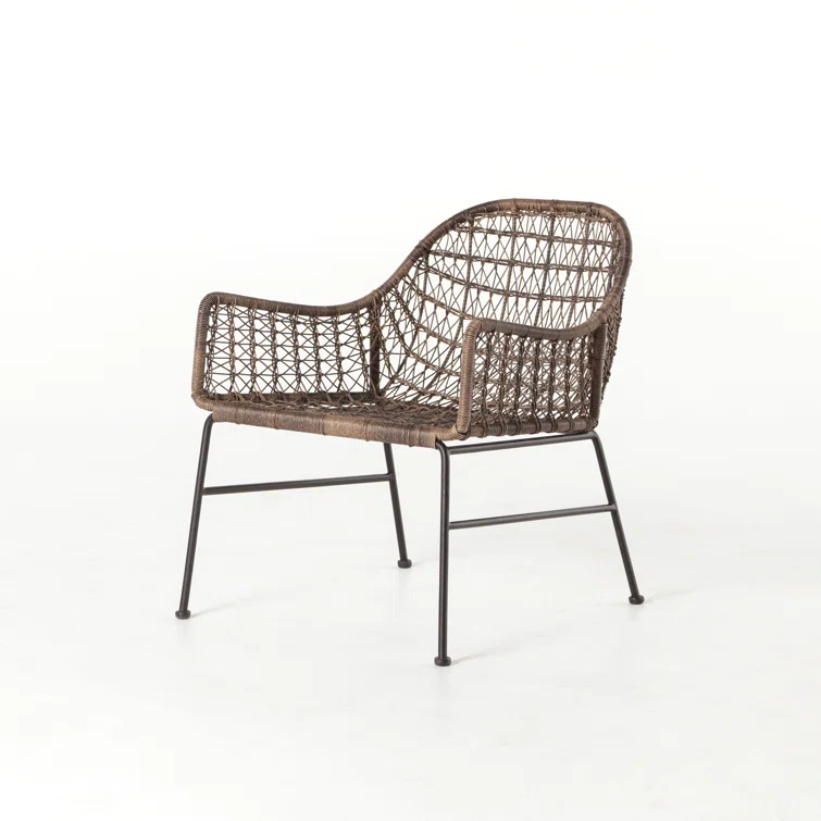 Black and Brown Woven Iron Club Chair