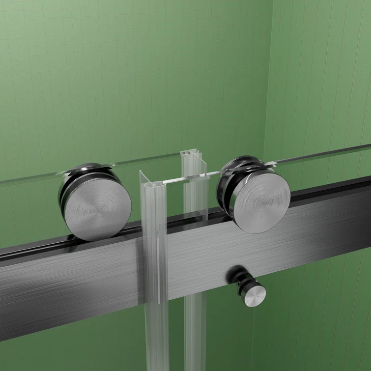 Brushed Nickel Frameless Sliding Shower Door with Tempered Glass