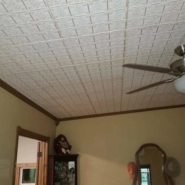 Emma's Flowers Silver Trimmed Glue-Up Polystyrene Ceiling Tile