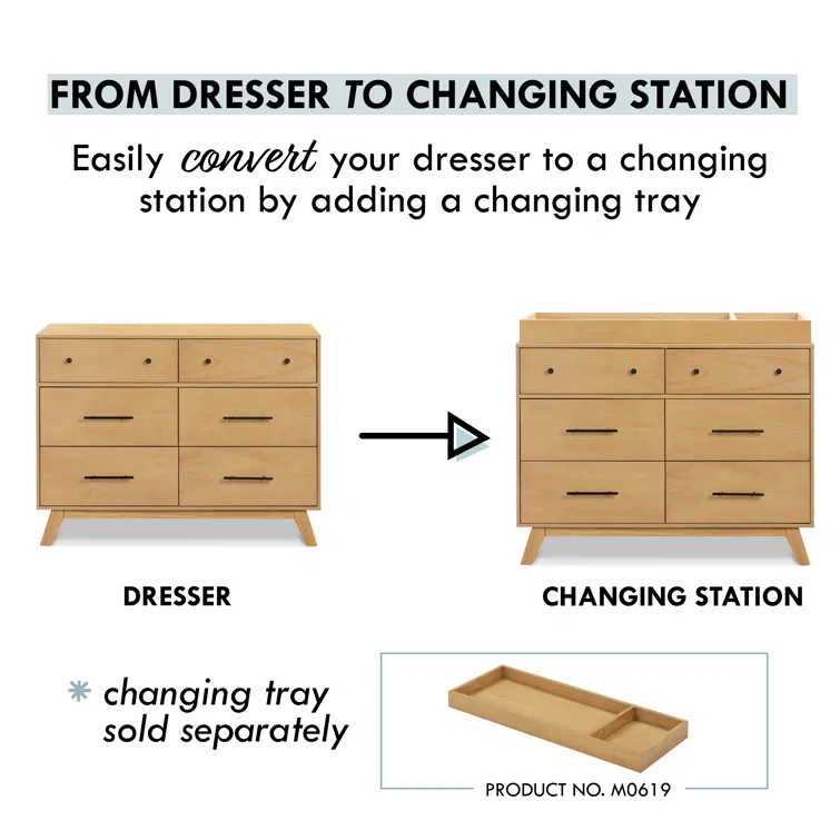Otto Honey 6-Drawer Double Dresser with Metal Hardware