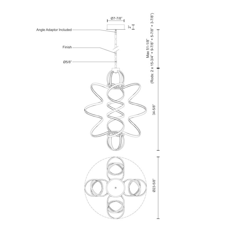 Synergy 34'' Black LED Unique Statement Pendant Light