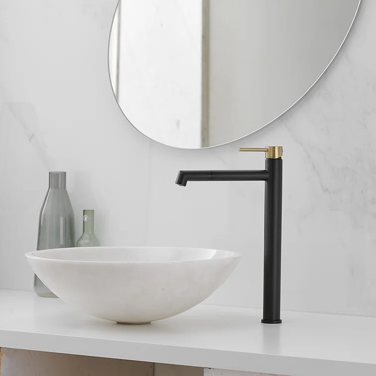 Matte Black and Gold Stainless Steel Single Handle Bathroom Faucet