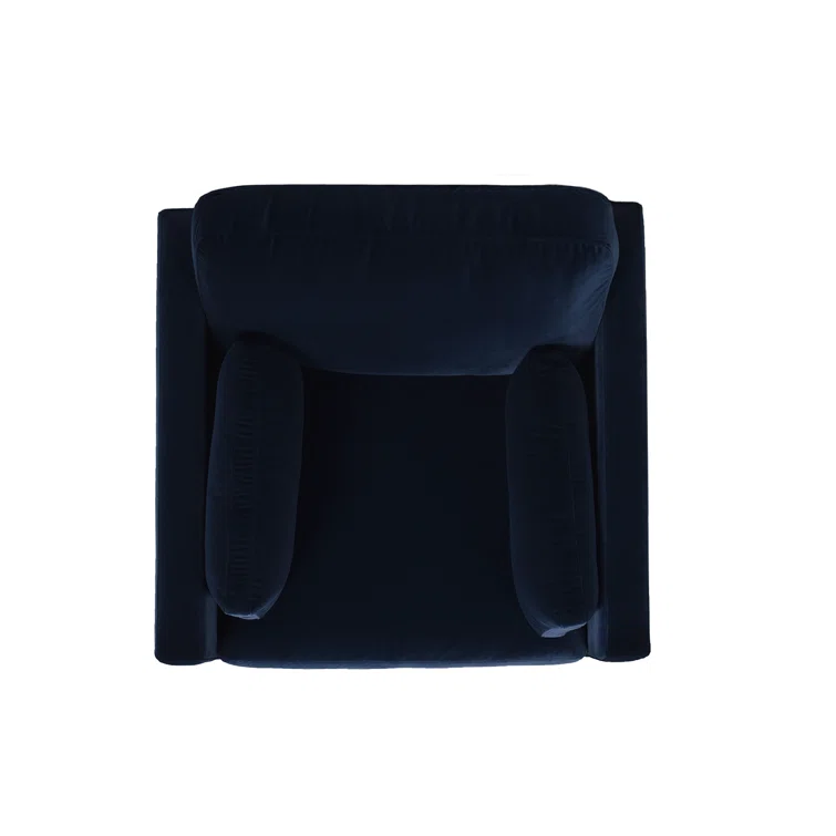 Knox Dark Navy Blue Velvet Armchair with Birch Legs