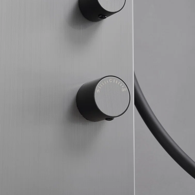 Brushed Nickel Multi-Function Shower Panel with Rainfall and Massage Jets