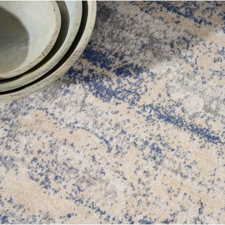 Gray Floral Synthetic 8' x 10' Non-slip Rectangular Rug