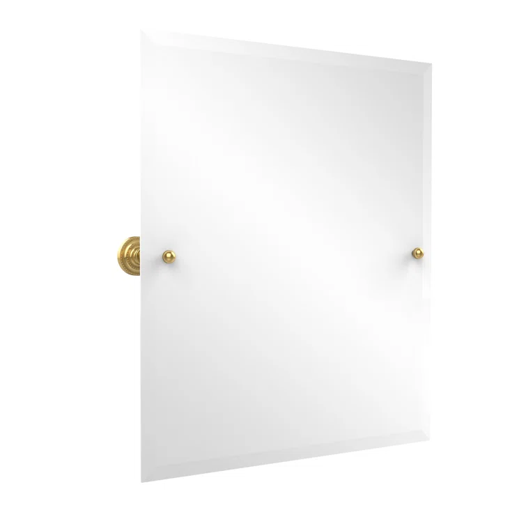 Polished Brass Frameless Rectangular Wall Mirror