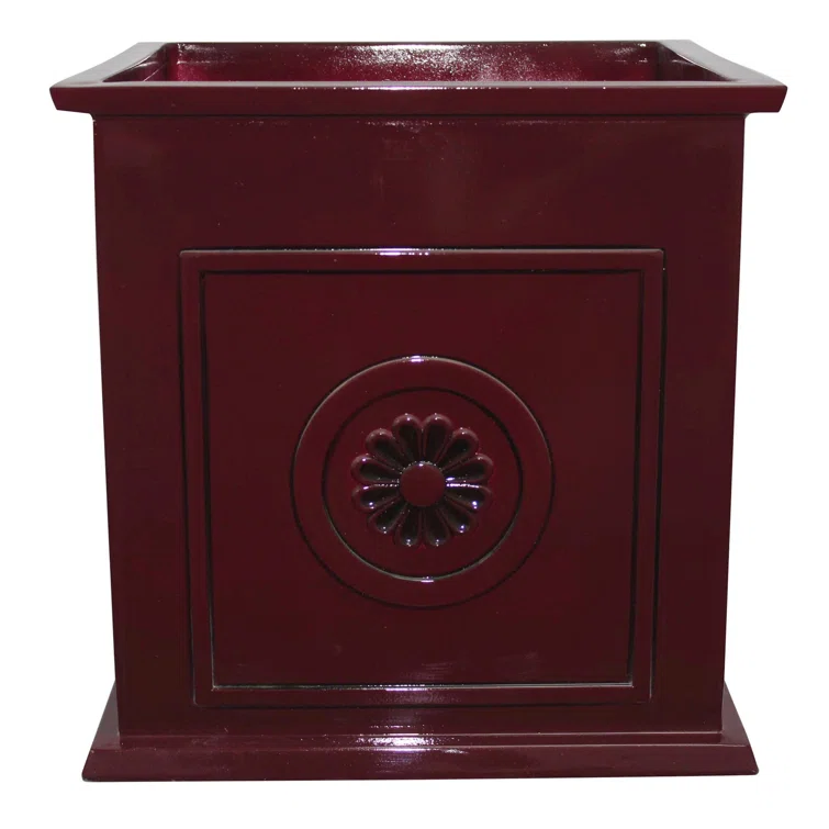 Colony Square 16" Oxblood Resin & Ceramic Outdoor Planter