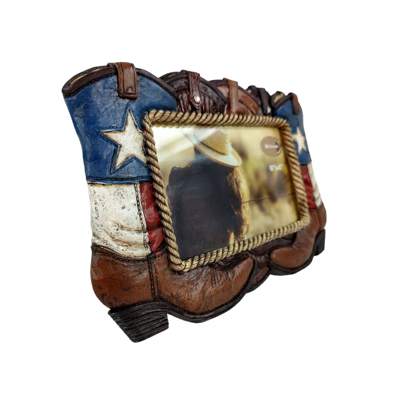 Texas Boots Patriotic Polyresin 6x4 Tabletop Photo Frame