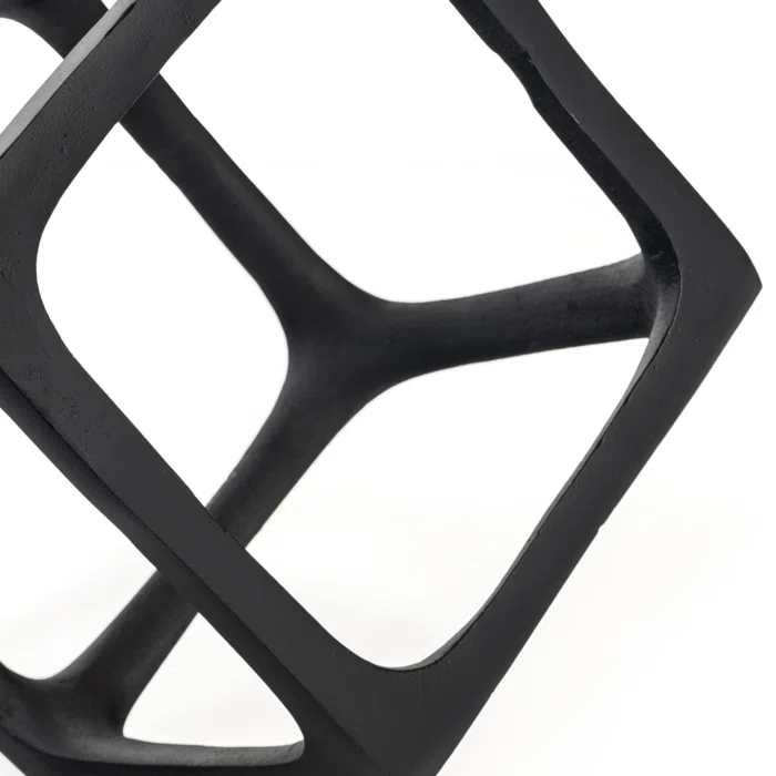 Black Cast Aluminum Geometric Cube Sculptures Set