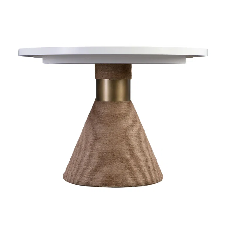Contemporary Oval White and Brown Wood Dining Table