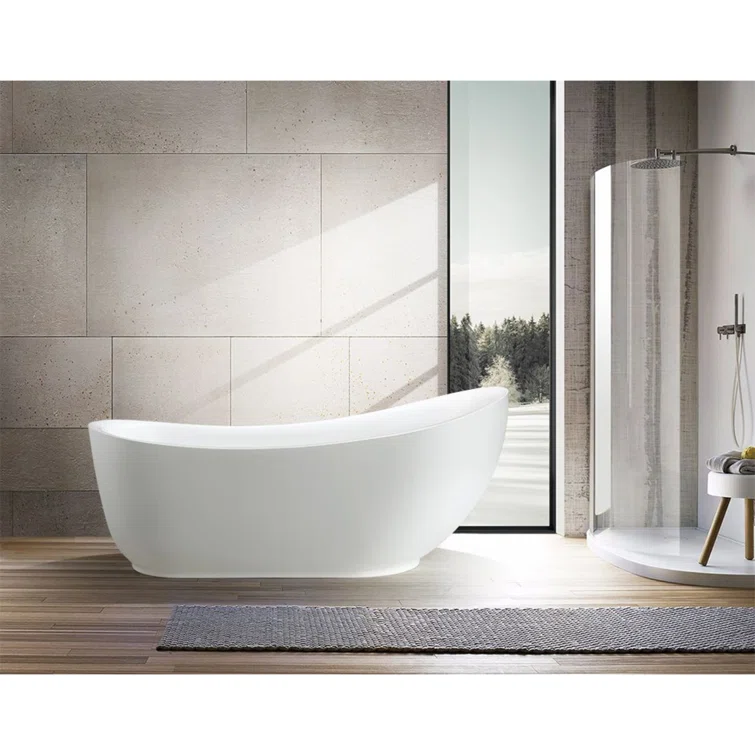 71'' White Acrylic Freestanding Soaking Bathtub