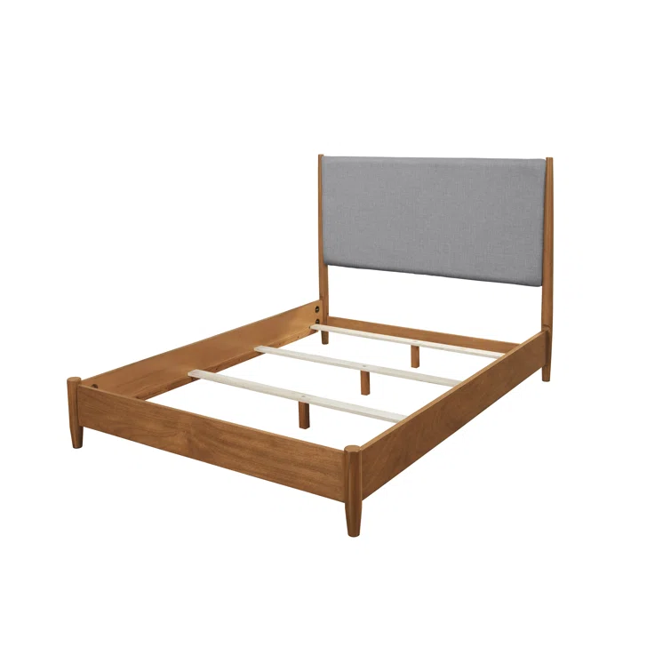 Flynn Black Mahogany Full Panel Bed with Mid-Century Modern Style