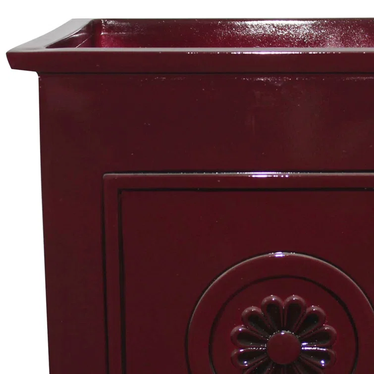 Colony Square 16" Oxblood Resin & Ceramic Outdoor Planter