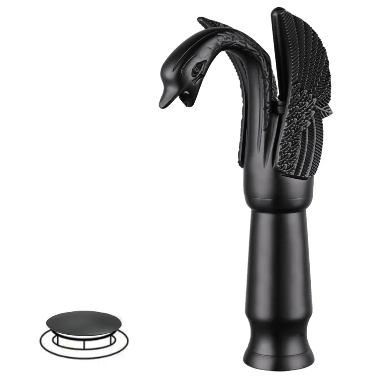 Matte Black Swan Shape Single Handle Vessel Sink Faucet