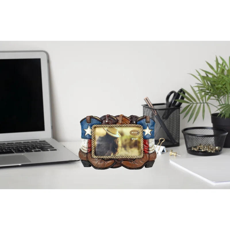 Texas Boots Patriotic Polyresin 6x4 Tabletop Photo Frame