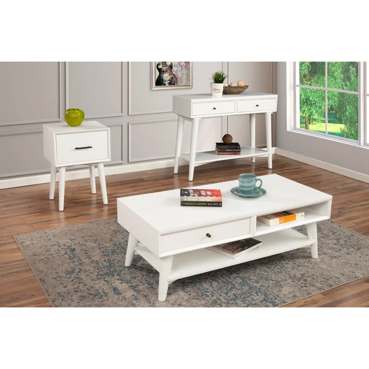 Streamlined White Mahogany 42" Console Table with Storage
