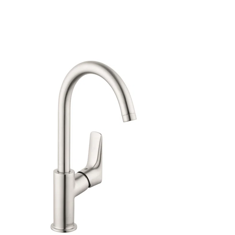 Brushed Nickel Single Hole Vessel Faucet with Drain Assembly
