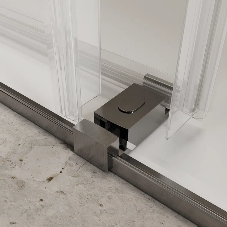 Brushed Nickel Frameless Sliding Shower Door with Tempered Glass