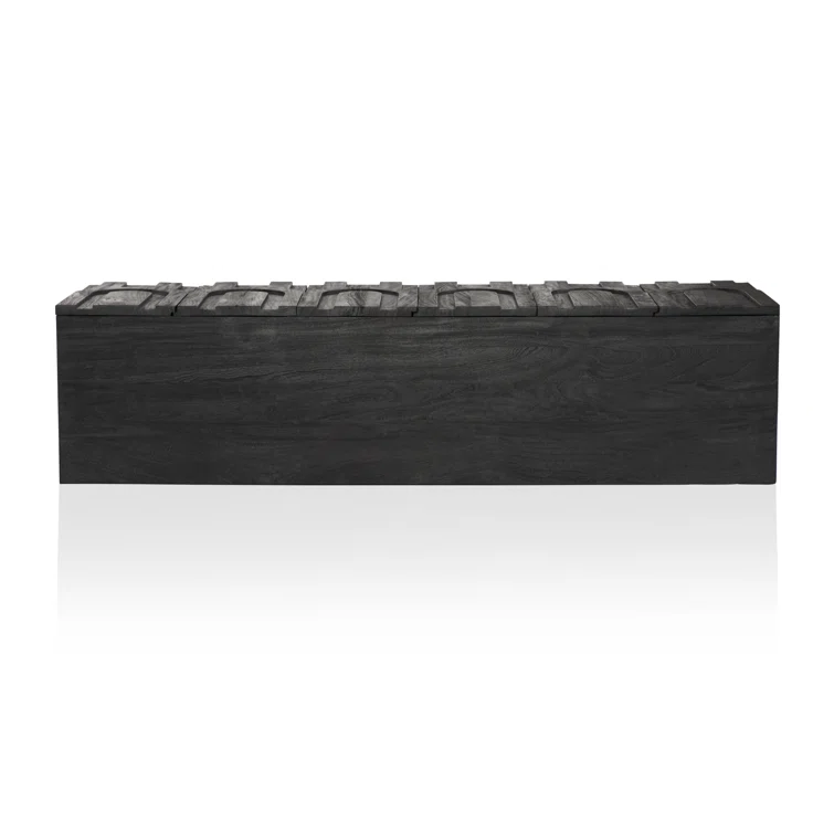 Dark Totem Black Reclaimed Wood Media Console with Cabinet