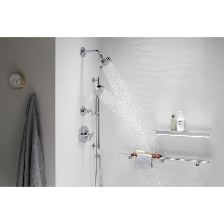 Polished Chrome Multi-Function Wall Mounted Showerhead