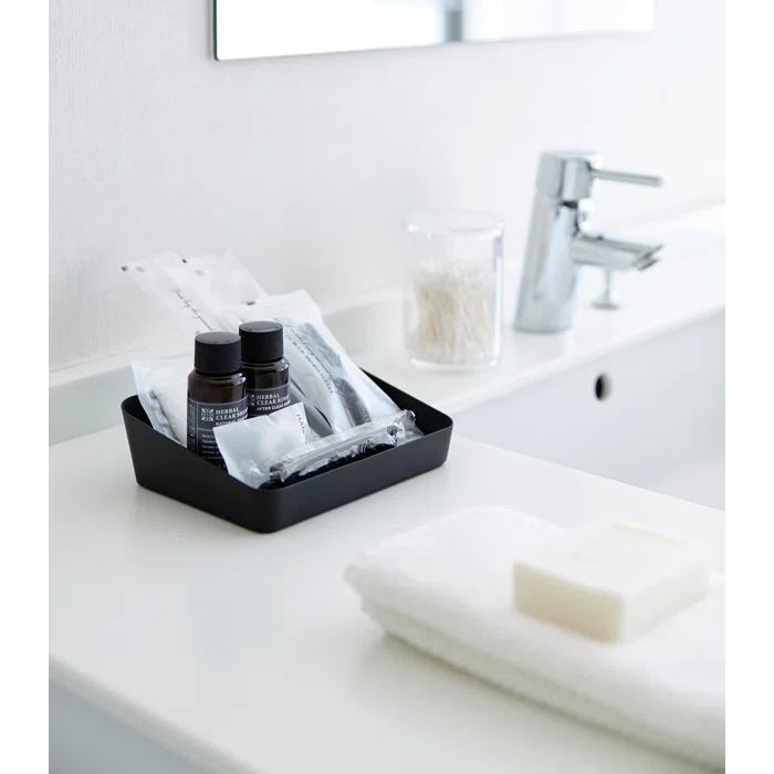 Sloped Steel Space-Saving Large Vanity Tray in Black