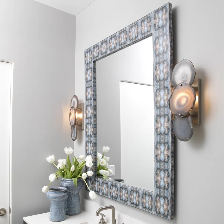 Rorschach Abstract Rectangular Wall Mirror in Indigo Blue
