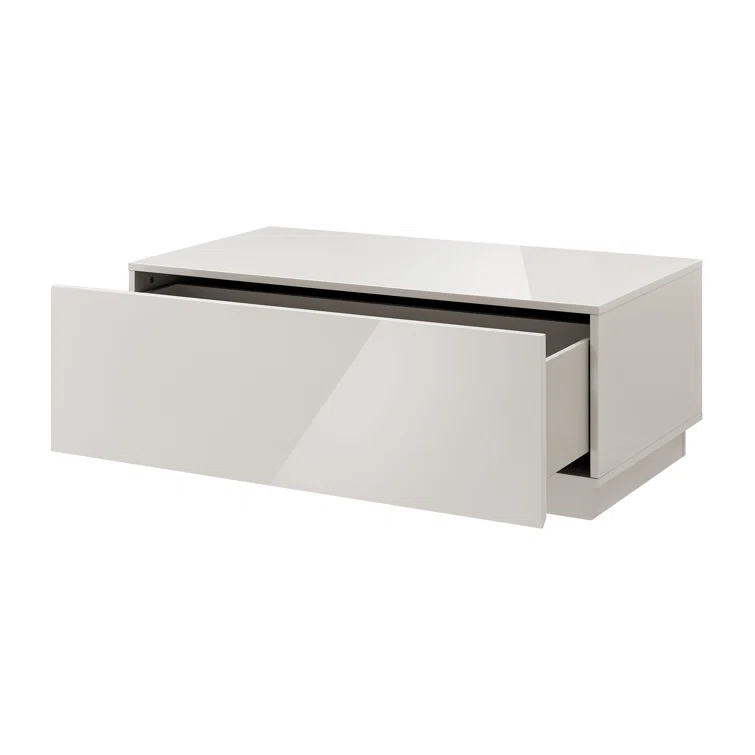 Gray Gloss Rectangular MDF Coffee Table with Storage
