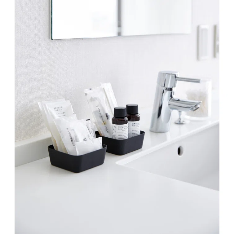 Yamazaki Minimalist Black Metal Vanity Accessory Tray