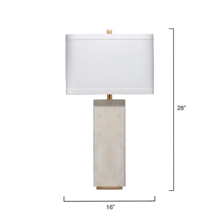 Horn Lacquer & Gold Leaf Reflection Table Lamp with White Linen Shade
