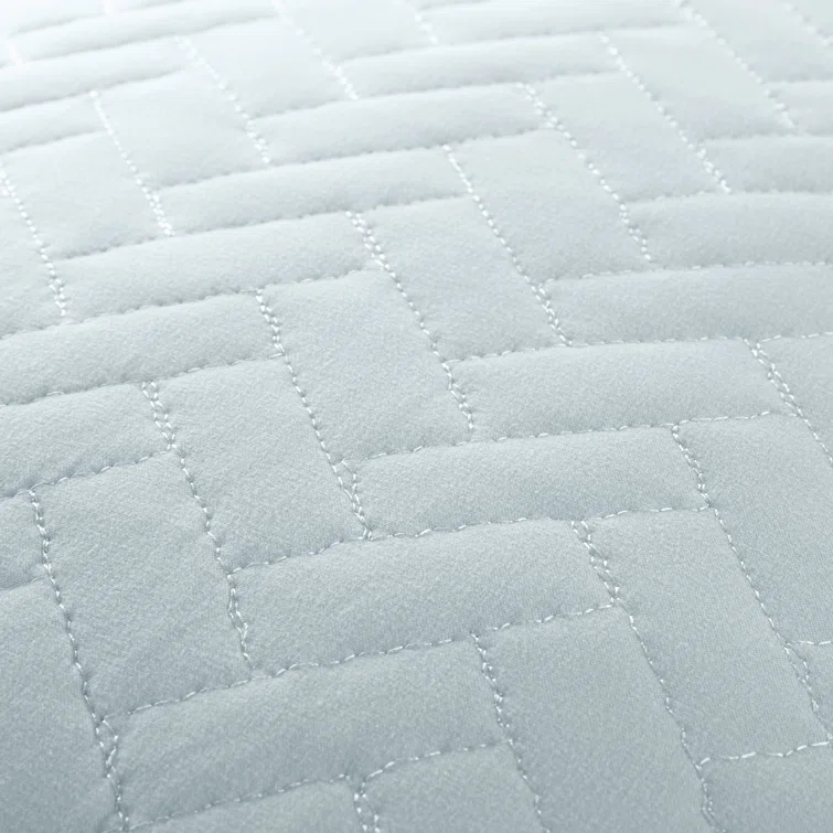 Pale Blue Twin Microfiber Quilted Coverlet & Sham Set
