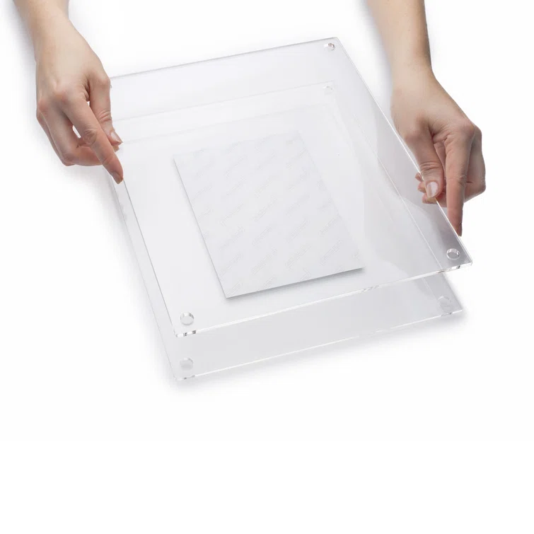 Silver Acrylic Floating Wall Mount Picture Frame