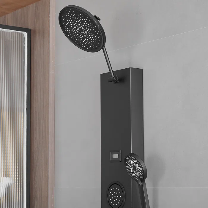 Matte Black 60.55'' Shower Panel with Adjustable Rainfall Shower Head