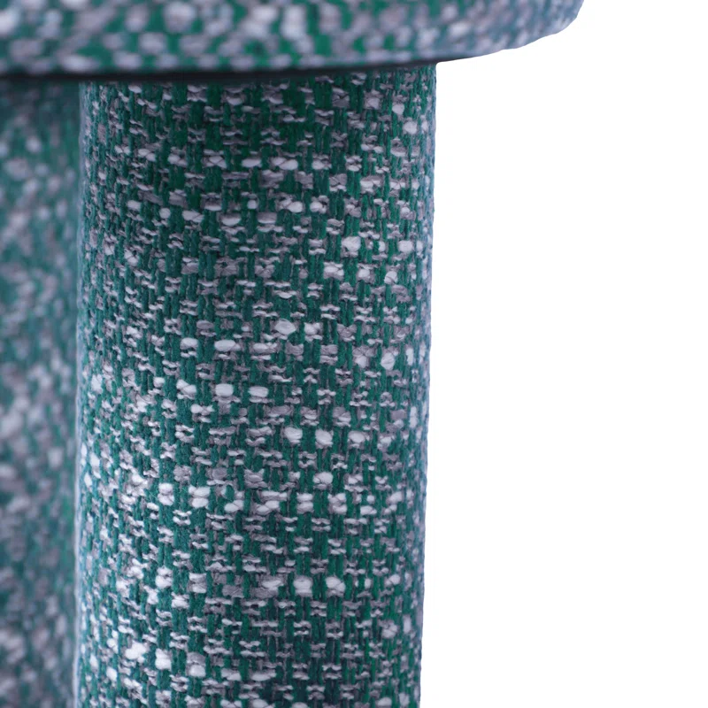 Green Chenille Upholstered Mid-Century Accent Stool