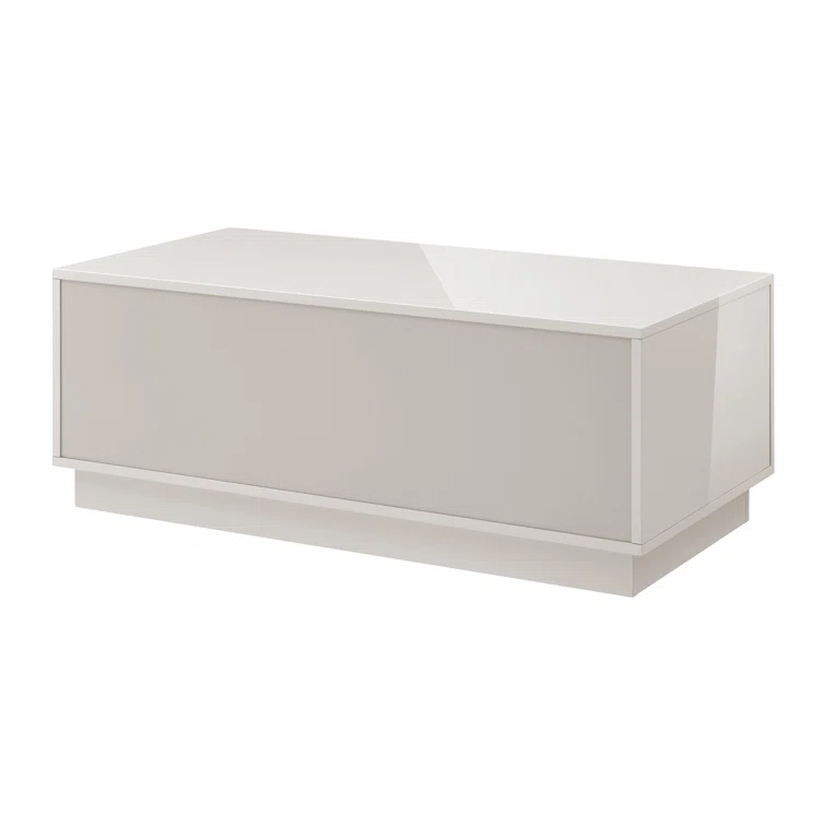 Gray Gloss Rectangular MDF Coffee Table with Storage