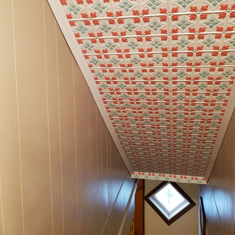 Emma's Flowers Silver Trimmed Glue-Up Polystyrene Ceiling Tile