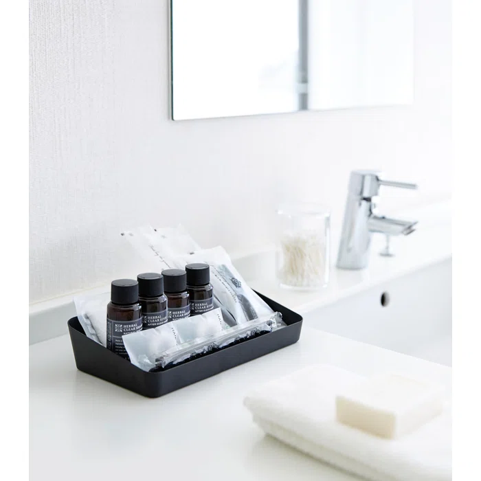 Black Steel Large Space-Saving Vanity Tray